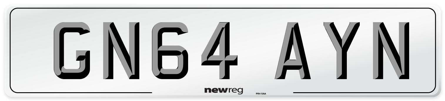 GN64 AYN Number Plate from New Reg